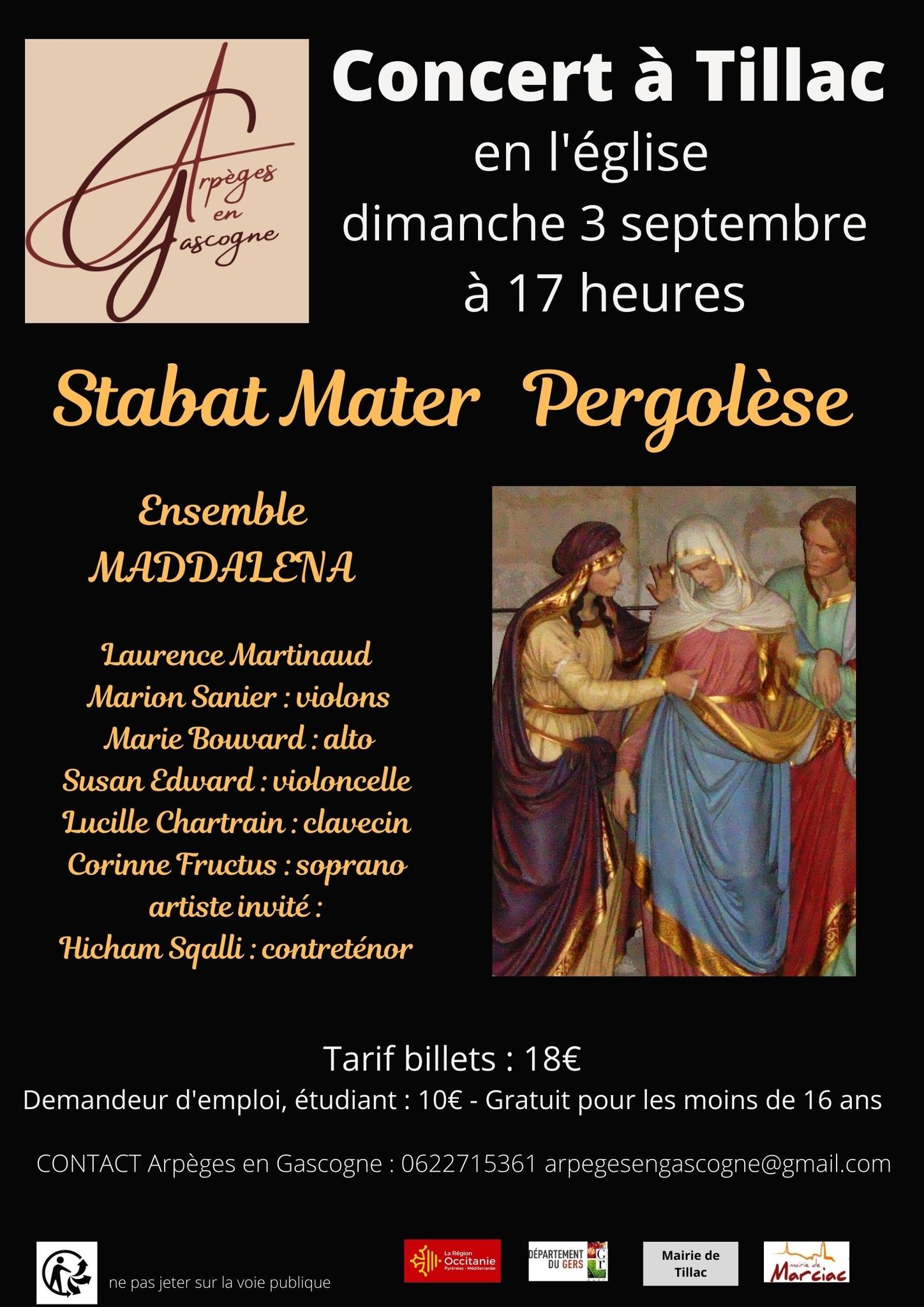 Concert Stabat Mater de Pergolèse (Tillac) 03/09/2023